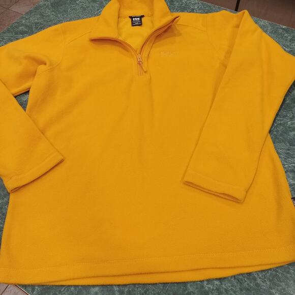 Helly Hansen Mens Yellow Size Large Polartec Fleece Pullover 1/4 Zip New Outdoor - Picture 1 of 12